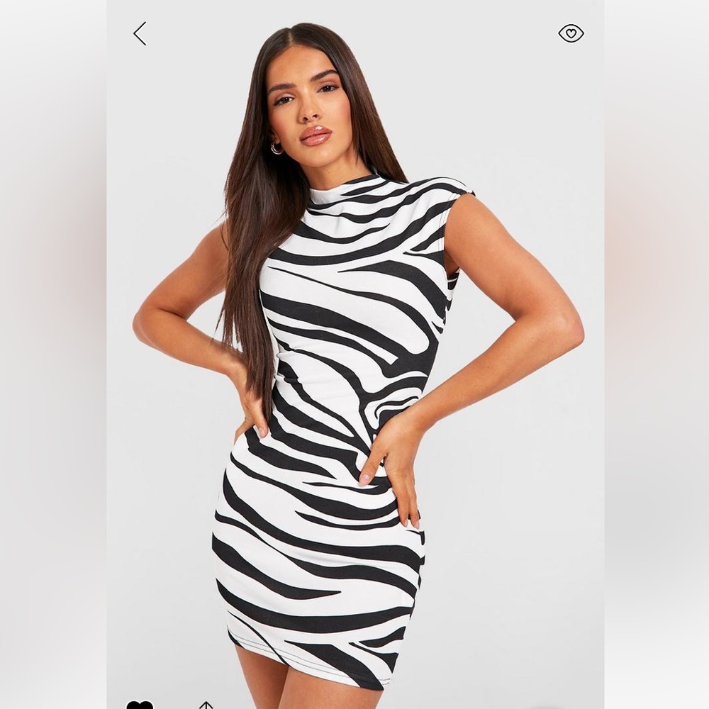 New Inventory 🔥Cap Sleeve High Neck Zebra Mini Dress🔥